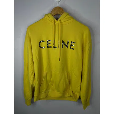 Pre-owned Celine Core Logo Studded Yellow Hoodie