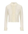 CELINE COTTON AND LACE CROPPED SHIRT FOR WOMEN IN CREAM