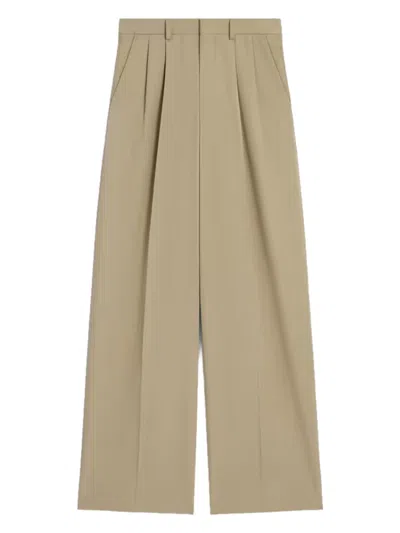Celine Cotton And Virgin Wool Trousers In Beige