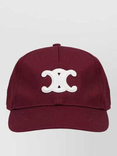 Celine Cotton Baseball Cap In Burgundy