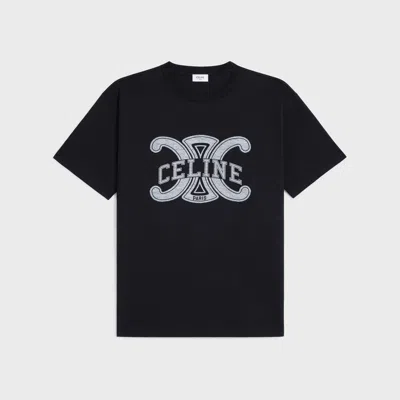 Celine Cotton Black T-shirt Triomphe Logo