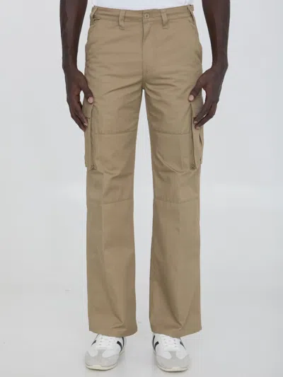 Celine Cotton Blend Cargo-trousers In Beige