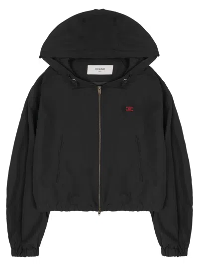 Celine Cotton Blend Windbreaker Jacket In Black