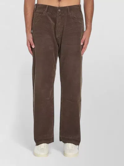 Celine Cotton Corduroy Low-rise Straight-leg Jeans In Brown