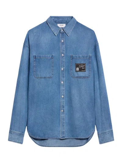 Celine Cotton Denim Shirt In Blue