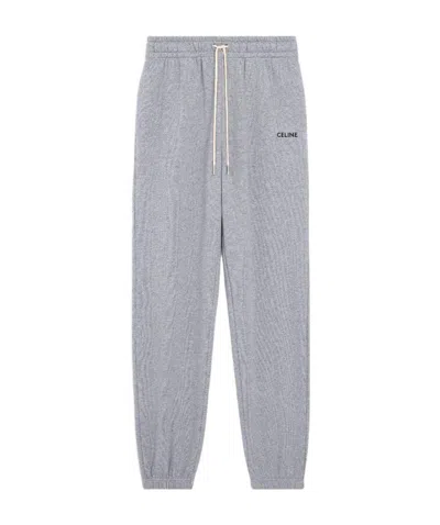 Celine Cotton Embroidered Jogging Pants In Gray