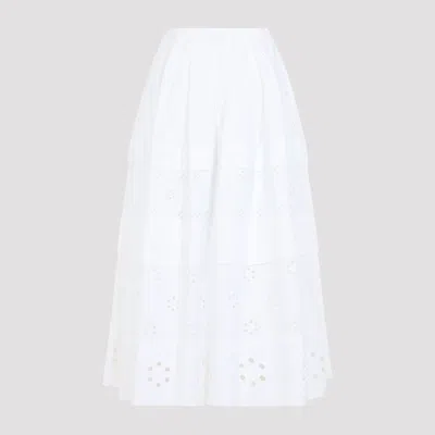 Celine Cotton Eyelet Layered Skirt In White