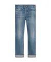 Celine Beard Striped Wide-legged Jeans In Blue