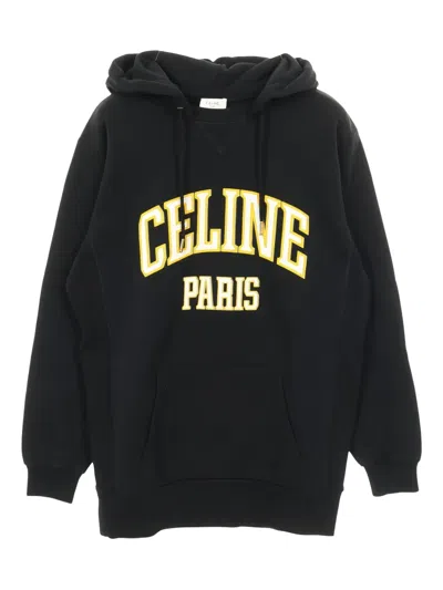 Pre-owned Celine Cotton Logo Pullover Hoodie In Black