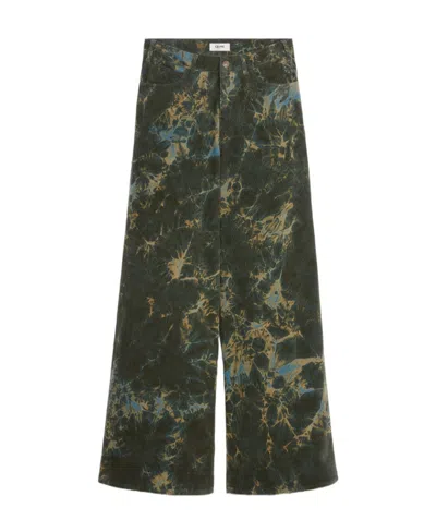 Celine Cotton Low-waisted Jeans In Green
