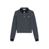 Celine Blue And Green Triomphe Ls Cotton Polo In Black