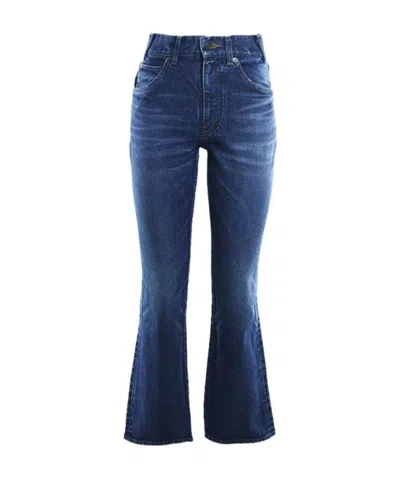 Celine Cotton Pocketed Jeans In Blue