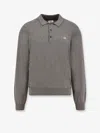 Celine Cotton Polo Shirt With Triomphe Detail In Gray