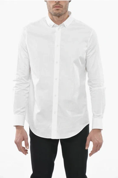 Celine Cotton Popeline Shirt With Button Down Collar In White