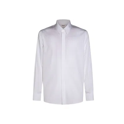 Celine White Cotton Poplin Shirt With Pointed Collar