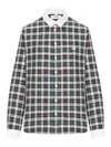Celine Long Sleeve Checked Shirt Collared Neck In Green