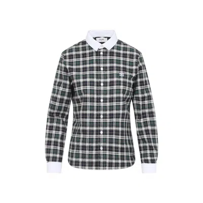 Celine Green And Navy Blue Cotton Shirt