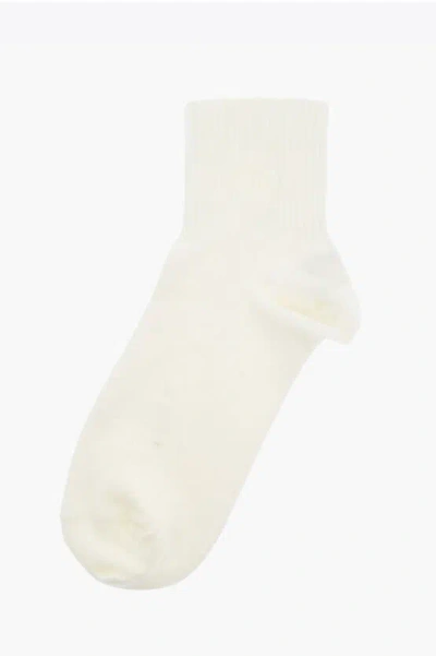 Celine Cotton Socks With Ribbed Detail In White