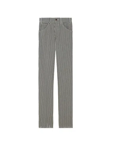 Celine Cotton Striped Jeans In Black