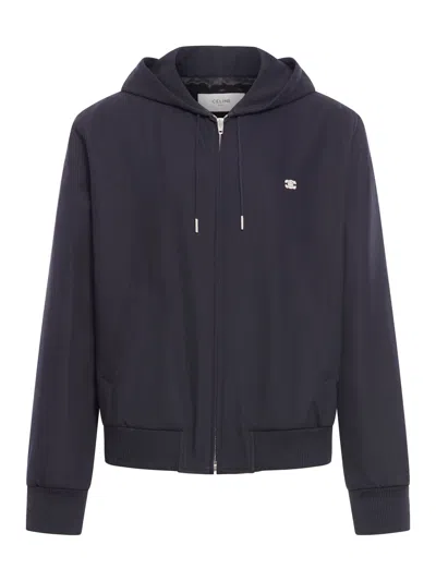 Celine Cotton Teddy Jacket In Blue