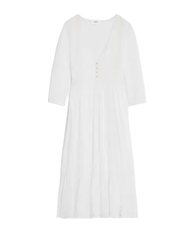 Celine Cotton Twill Extra-long Dress In White