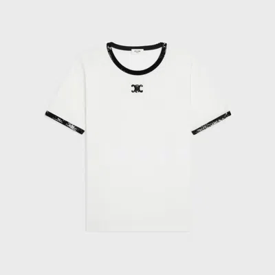 Celine Cotton White T-shirt With Embroided Logo