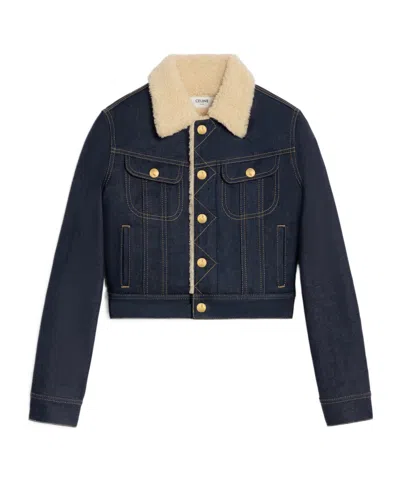 Celine Cowboy Truck Driver Wool Jacket In Black