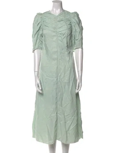 Pre-owned Celine Cowl Neck Long Dress In Green