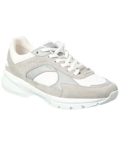 Celine Low Creased Lace-up Sneaker Runner In Suede And Mesh In Grey