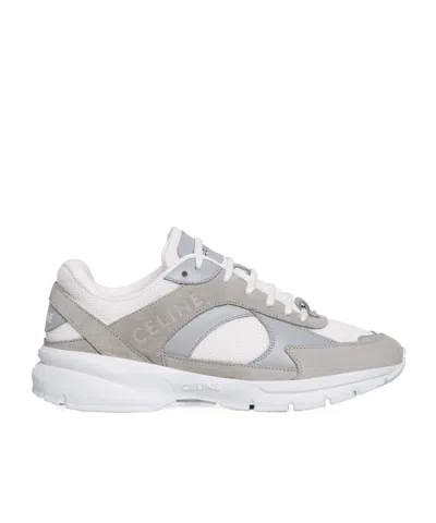CELINE CELINE RUNNER CR-03 LOW LACE-UP SNEAKER IN SUEDE CALFSKIN, MESH AND CALFSKIN