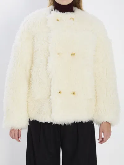 CELINE CELINE CRAIE WHITE WOOL COAT