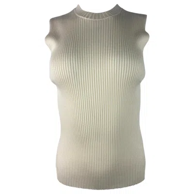 Pre-owned Celine Cream/ Ivory Knit Top, Size Large In White