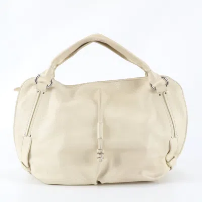 Pre-owned Celine Cream Leather Handbag Tote Bag () In White