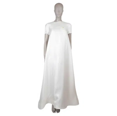 Pre-owned Celine Cream Silk 2026 Organza Cape Dress 38 S In White