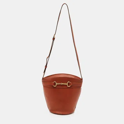 Pre-owned Celine Crecy Brown Leather Bucket Bag