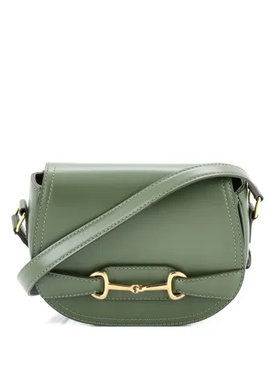 Pre-owned Celine Crecy Flap Bag Leather Small Crossbody Bag In Green