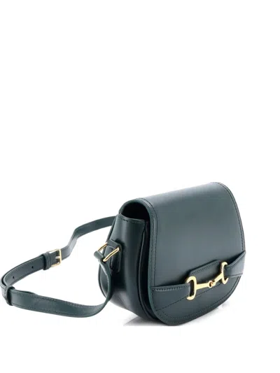 Pre-owned Celine Crecy Flap Bag Leather Small Crossbody Bag In Green