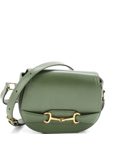 Pre-owned Celine Crecy Flap Bag Leather Small Crossbody Bag In Green