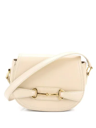 Pre-owned Celine Crecy Flap Bag Leather Small Crossbody Bag In White