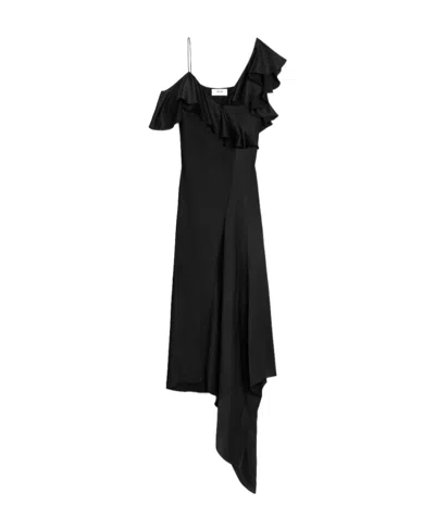 Celine Crepe Asymmetrical Dress In Black