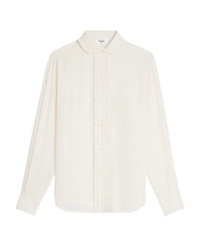 Celine Crepe Loose Shirt In White