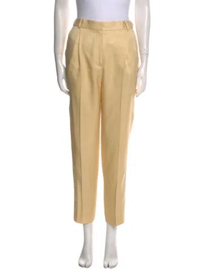 Pre-owned Celine Crepe Skinny Leg Pants In Yellow