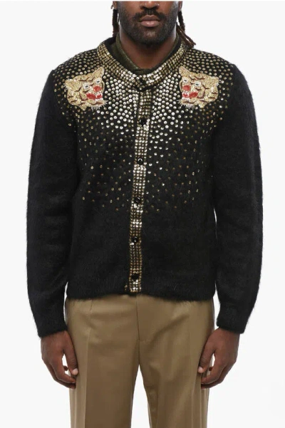 Celine Crew-neck Cardigan Embellished With Sequins In Multi