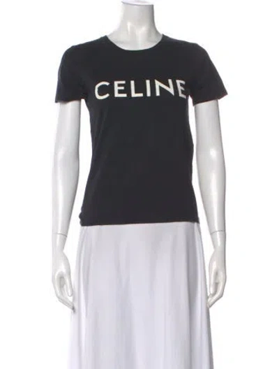Pre-owned Celine Crew Neck Graphic Print T-shirt In Black