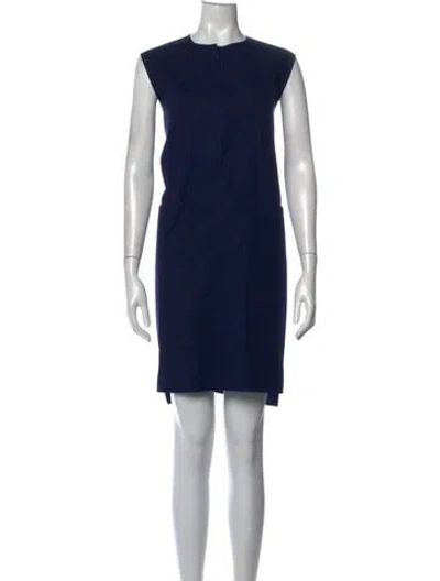 Pre-owned Celine Crew Neck Knee-length Dress In Blue