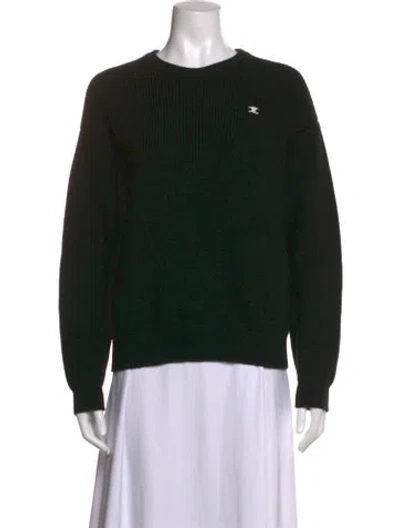Pre-owned Celine Crew Neck Knit Wool Sweater In Black