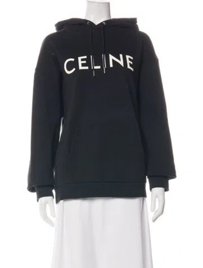 Pre-owned Celine Crew Neck Long Sleeve Hoodie In Black