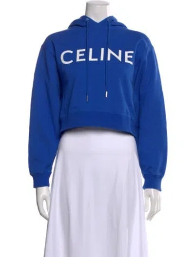 Pre-owned Celine Crew Neck Long Sleeve Hoodie In Blue