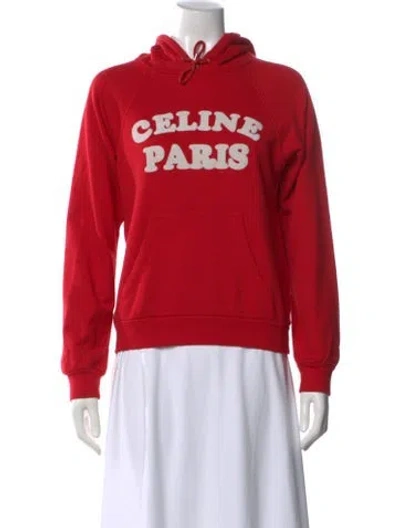 Pre-owned Celine Crew Neck Long Sleeve Hoodie In Red
