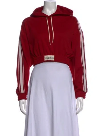 Pre-owned Celine Crew Neck Long Sleeve Hoodie In Red